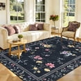 thumbnail image 4 of Garvee 9'x12' Floral Area Rug Modern Print Bordered Carpet, Washable Rug Non Slip Indoor Floor Mat for Living Room Bedroom Dining Room, Black, 4 of 6