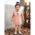 thumbnail image 3 of BemeyourBBs Toddler Baby Girls Halloween Dress Outfit Infant Baby Girl Summer Fall Plaid Gingham Dress Pumpkin Ghost Embroidered Crew Neck Puff Short Sleeve Holiday Party Dress, 3 of 9