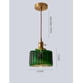 thumbnail image 5 of Elegante lámpara colgante vintage con pantalla de cristal a rayas verdes, ideal para comedor y dormitorio, 5 of 5