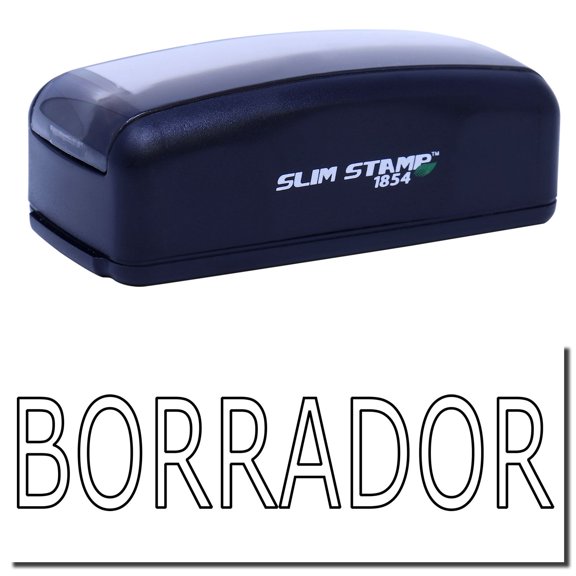 Large Pre-Inked Borrador Stamp, Slim 1854, Ultra Slim Design, Impression Size 1-13/16" by 2-1/2", Up to 25,000 Impressions - Black Ink