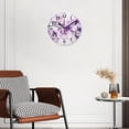 thumbnail image 2 of 12 Inch Wall Clock Battery Operated Silent Clock Decorative for Office, Kitchen, Outdoor, Living Room，Floral Pattern Purple Small Flowers Bright Drawing, 2 of 4