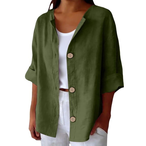 Womens Tops Fashion Casual Comfortable Shirt 3/4 Long Sleeve on Sale