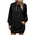 thumbnail image 2 of Fankiway Robes à Manches Longues en Liquidation, Chandails à Capuchon pour Femmes avec Poches, Couleur Unie, Robe Décontractée à Manches Longues pour le Printemps, Grande Taille en Liquidation, 2 of 7