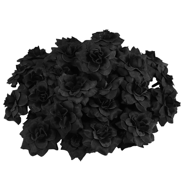 EeaseMX VORCOOL 50 rosas artificiales de imitación para sombreros, ropa, álbumes de recortes (negro)