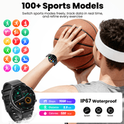 Smart Watch for Men, 1.39 Fitness Tracker with Bluetooth Calls(Answer&Make&Message Reminder), Smart Watch Fits for Android and iPhone, IP67 Waterproof, 100+ Sport Modes Smartwatch, for Gift, Black