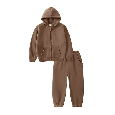 

Huesdet Kids Baby Girl Boys Tracksuit Zip Up Athletic Sweatsuit Hooded Sweatshirts Jogger Pants 2-Piece Set(Brown 12-24 Months)