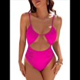 thumbnail image 3 of Traje de Baño de una Pieza para Mujer, con Control de Abdomen, Favorecedor, Atrevido, con Corte Alto, Rosa Roja XXL, 3 of 10