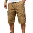 thumbnail image 4 of Betivan Men's Cargo Capri Pants Solid Color Drawstring Elastic Waist Pockets 3/4 Length Loose Fit Casual Summer Outdoor Sports Daily Trousers, 4 of 9