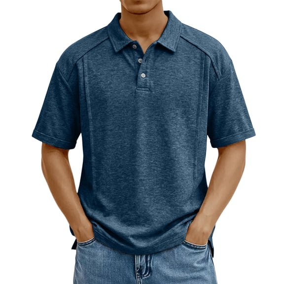 Zimjoy Men's Cotton Polo Shirts 3-Button Henley Neck Short Sleeve T Shirts Summer Casual Classic Tops, Navy L