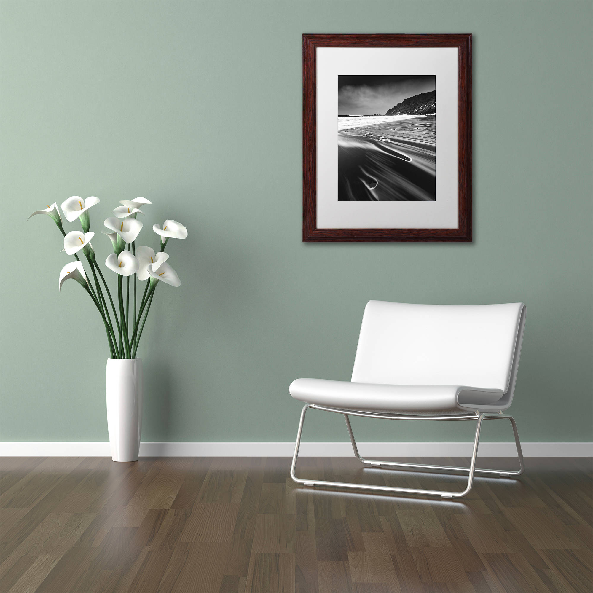 Trademark Fine Art "Veins of the Sea" Canvas Art by Mathieu Rivrin, White Matte, Wood Frame