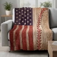thumbnail image 2 of American Flag Vintage Blanket Soft Cozy Warm Throw Blanket for Couch, Plush Fuzzy Flannel Fleece Blankets for Sofa, Farmhouse Baseball Blue Red Bed Blankets Lightweight Gifts for Women, 40"x60", 2 of 9