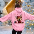 thumbnail image 6 of larppty Christmas Sweatshirts for Women Reindeer Graphic Oversized Fleece Hoodies Xmas Holiday Sweater with Pocket (Pink, L), 6 of 8