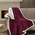 thumbnail image 3 of Madison Park Celia Oversized Textured Plush Berber Throw 4-Color Options Burgundy, 3 of 5