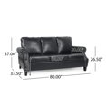 thumbnail image 5 of Sel 80 Inch Modern Sofa, 3 Seat Chesterfield Design Black Faux Leather, 5 of 5
