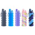 thumbnail image 2 of nipocaio Bouteilles d'Eau Pliables 2 pack Bouteille d'Eau de Voyage Portable Randonnée avec Bouchon Anti-Fuite 500ML Réutilisable (Style1, Noir+violet), 2 of 5