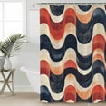 thumbnail image 2 of 54x78 Inch Shower Curtain Decorative Navy Blue Red Bathtub Bath Curtains Fabric Waterproof Bathroom Decor Modern Abstract Vintage Art Small Stall Shower Curtain Set with 12 Hooks, 2 of 6