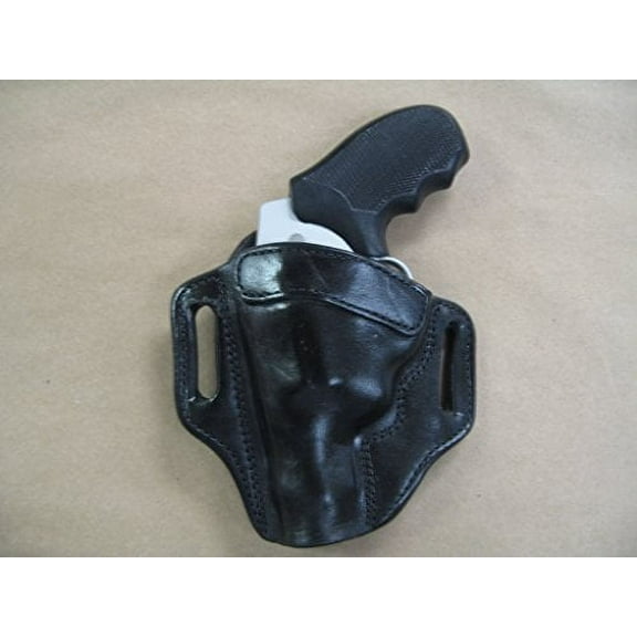 Azula Leather 2 Slot Pancake Belt Holster for Taurus 85, 605, 805 Revolver Black Left Hand