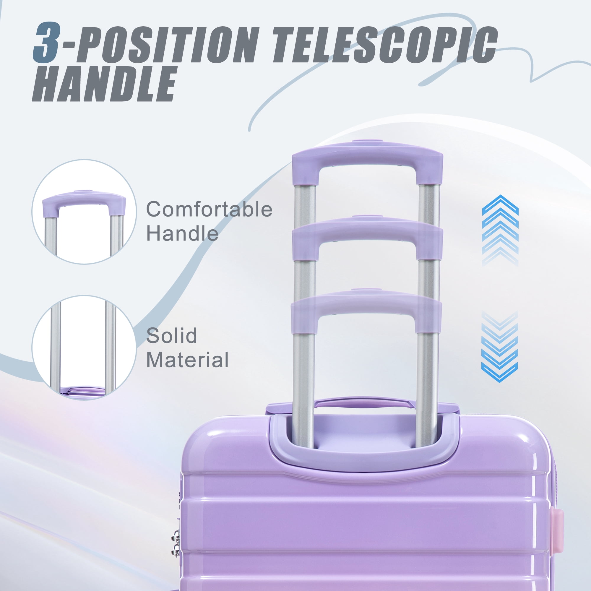 3 Piece Luggage Set PC Spinner Wheel(20”/24”/28”) - Gradient Color, Carry-On Suitcase, Lightweight & Durable with Combination Lock
