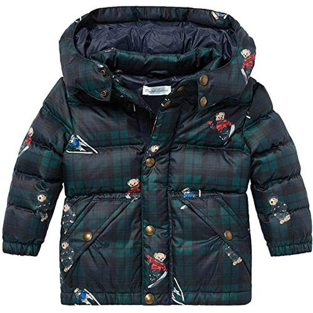 New Ralph Lauren Polo Baby Boys Polo Bear Down Jacket, Bear Blackwatch (12M)