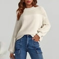 thumbnail image 3 of Womens Thin Fall Sweater, Lantern Long Sleeve Pullover for Women Fashion Loose Fit Solid Color Knitted Crewneck Sweaters, 3 of 4