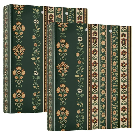 joogoo Retro Flower Pattern Hardcover 3 Ring Binder 1.5" Round Rings Interior Pockets Binders Organizer 2 Pack
