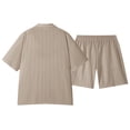 thumbnail image 2 of Yaoyar Men's Ribbed Shirt and Shorts Set, Short Sleeve, Drawstring Waist, Casual Summer Outfit, 2 of 6