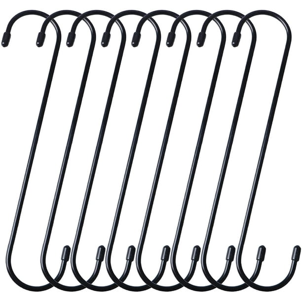 8 Pack Extra Long S Hooks 10 inch X-Large S Shaped Hooks Heavy Duty Black  Hooks for Hanging Plant, Hooks for Closet, Flower, Basket, Patio, Indoor  and Outdoor Uses (8 Pack, Black