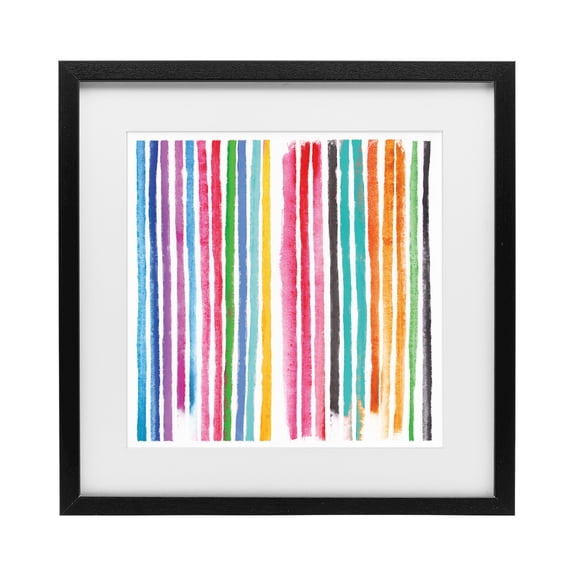 Stupell Industries Eclectic Colorful Vertical Stripes Black Framed Print Under Glass, 13 x 13, by Amber Sterling