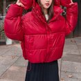 thumbnail image 2 of Lovskoo 2024 Womens Winter Coats Hooded Quilted Jacket Long Sleeve Mid-Length Fall Over Knee Padded Coat Plus Size Thick Warm Coat Red, 2 of 5