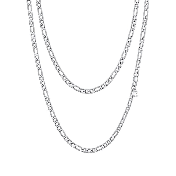 PROSTEEL Men Necklace Stainless Steel Figaro Chain for Pendant Mens Gift for Fathers Day Birthday Graduation Jewelry for Dad Son 4mm 24 inch