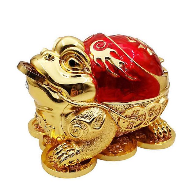 Toad Frog Animal Metal Cigarette Ashtray with Lid Decorative Windproof Smoking Ashtray (Red Gold) for Indoor and Outdoor Smokers Nice Gift for Men Wom
