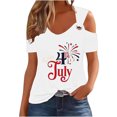 thumbnail image 1 of Tops de Hombro Frío para las Mujeres Día de la Independencia Impreso Fuera Del Hombro Blusa con Cuello en V, Fuera Del Hombro de las Mujeres, 1 of 4