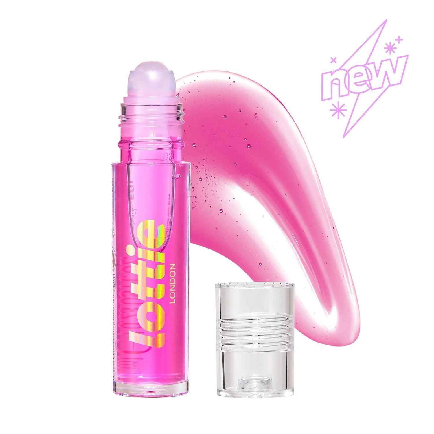 Lottie London - Roller Glaze Feeling Grape - Rollerball pH Color Changing Lip Oil in Pink - 0.23 Fl oz