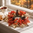 thumbnail image 6 of Bcylexb Fall Table Wreaths, 10.2" Artificial Maple Leaves Candle Ring Wreaths Halloween Thanksgiving Decorations for Table Centerpieces Party Kitchen, 6 of 6