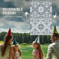 thumbnail image 6 of Outsunny Outdoor Rug & Bag, 9' x 12' Plastic Rug, Gray & White Floral, 6 of 7