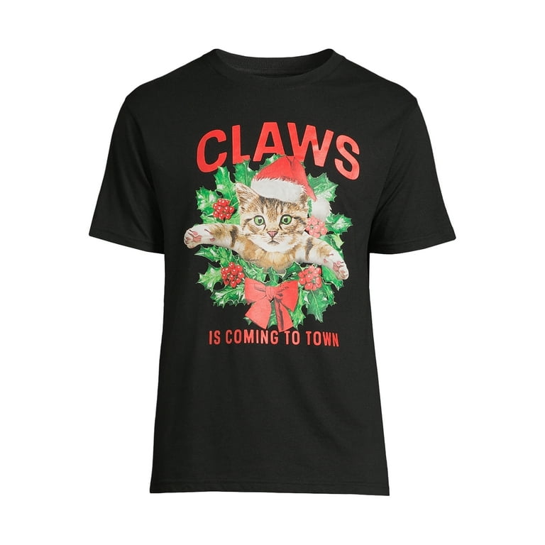Men s Claws Cat Christmas T Shirt Walmart