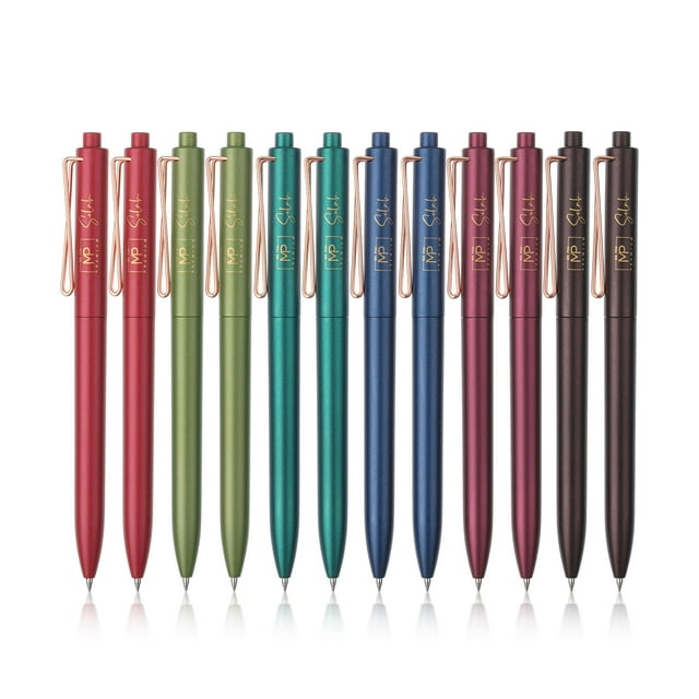 Bolígrafos de gel Mr. Pen retráctiles de punta fina de 0,5 mm, tinta negra, paquete de 12