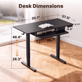 thumbnail image 3 of 55" x 28" Electric Standing Desk with Keyboard Tray, Height Adjustable Sit Stand up Desk with Headphone Hook & 4 Height Memory Pre-Set for Home Office, Black, 3 of 11