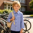 thumbnail image 6 of Fozruso Striped Button-Down Shirts for Boys Long Sleeve Collared Dress Shirts for Toddler and Kids, 6 of 7