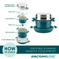 thumbnail image 3 of Rachael Ray 8 Piece Create Delicious Stackable Nonstick Pots and Pans, Teal, 3 of 11