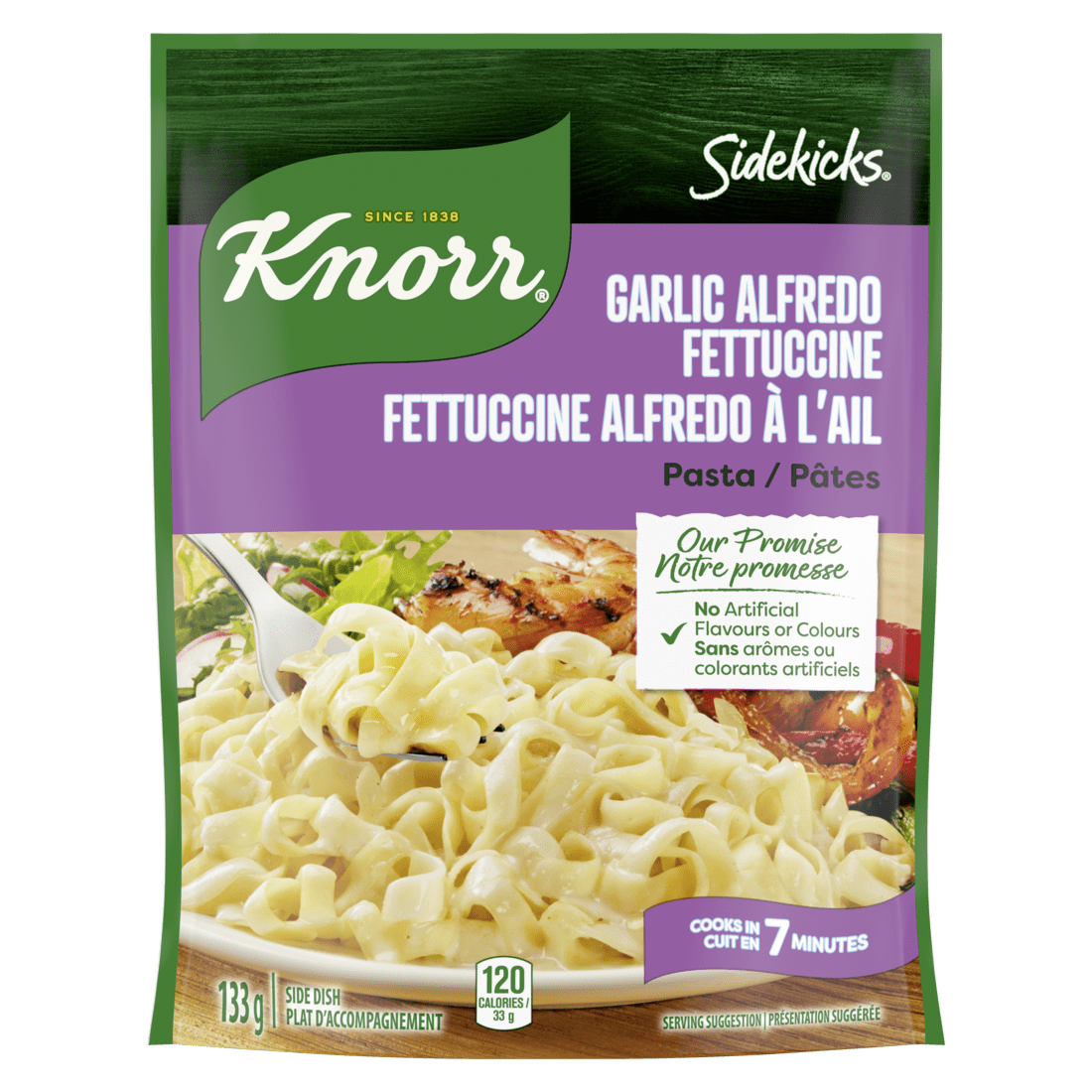 Knorr Sidekicks Garlic Alfredo Fettuccine Pasta, 133 g Side Dish