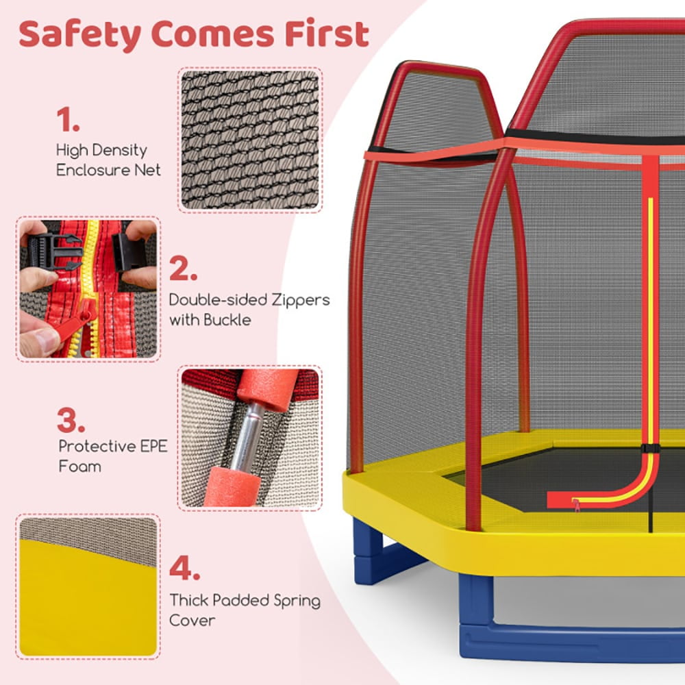 Spaco 7 Feet Kids Recreational Bounce Jumper Trampoline-Red, Bounce Trampoline for Outdoor as Garden, Park