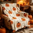 thumbnail image 5 of Halloween Faux Fur Throw Blanket with Cute Spooky Embroidery, Cozy Soft Warm Fall Throw for Couch Bedroom Living Room, Ideal Seasonal Gift Home Decorative Accent(51 x 59",Pumpkin), 5 of 6