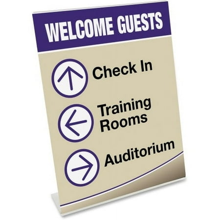 Deflecto Classic Image Slanted Sign Holder 1 Each - 8.5" Width x 11" Height - Rectangular Shape - Side-loading, Self-standing - Plastic - Clear