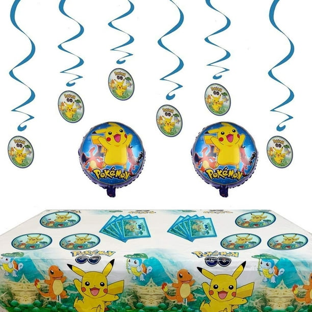 Paquet d'anniversaire Pokemon ballons, invitations, sacs de fête et nappe