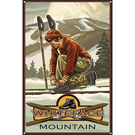 Whiteface Mountain New York Classic Binding Skier Metal Art Print by Paul A. Lanquist (12