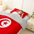 thumbnail image 3 of Manfei Tunisia Flag Twin Comforter Sets,International Culture Bedding Set,Red White,Light Gray Reversible,2pcs,1 Comforter and 1 Pillowcase, 3 of 7