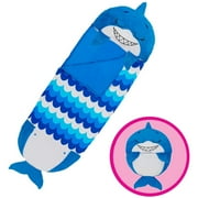 Happy Nappers: Pillow & Sleepy Sack: Medium - Blue Shark - 54 x 20, 2-In-1: Plush Animal Opens Into Sleeping Bag, Soft Play & Nap Character, Kids 3+