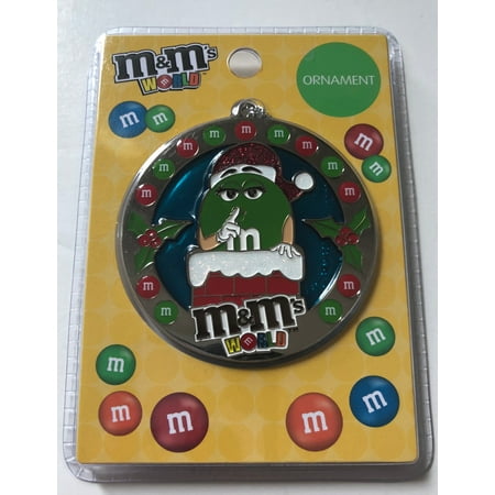 M&m Christmas Poem M&M's World Santa Green Christmas Round Metal Ornament New with Card ()