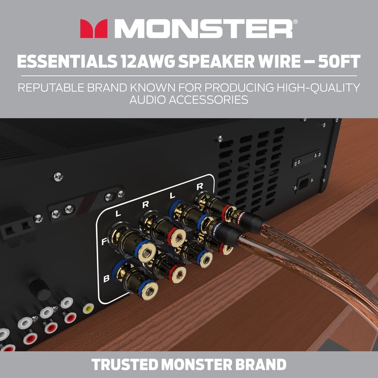 Monster Essentials 12 Gauge Speaker Wire, Copper Clad Aluminum
